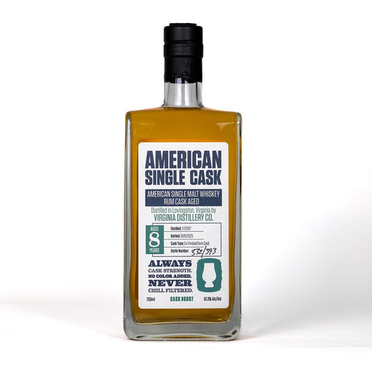 Cask #0007: American Single Malt Whiskey (Rum Cask Aged) | Virginia Distillery